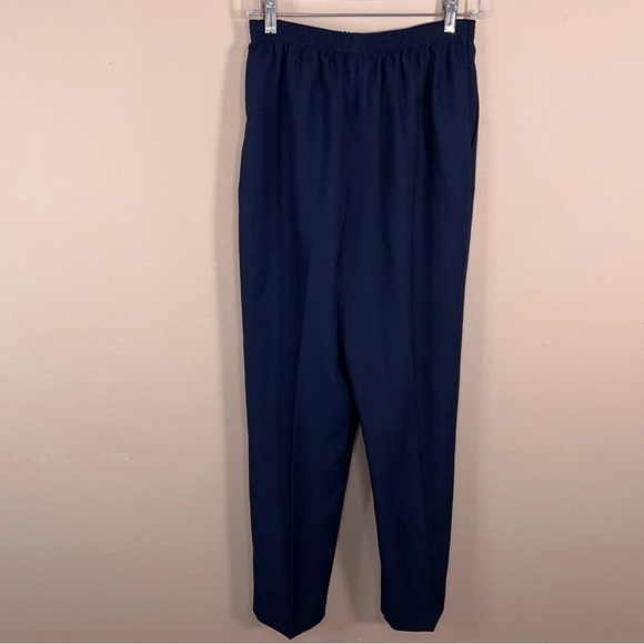 Vintage Size 8 Alfred Dunner Navy Blue Dress Pants Pull On Elastic Waist Pleated - Picture 4 of 11